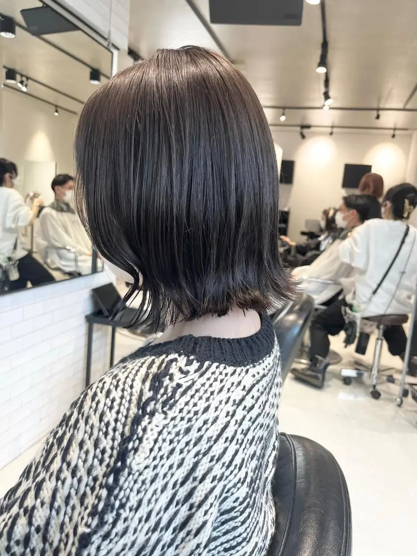 ミディアム カラー パーマ カット ヘアカラー トリートメント ヘッドスパ ヘアセット 透明感/オリーブ/ グレージュ/YUKAのヘアスタイル