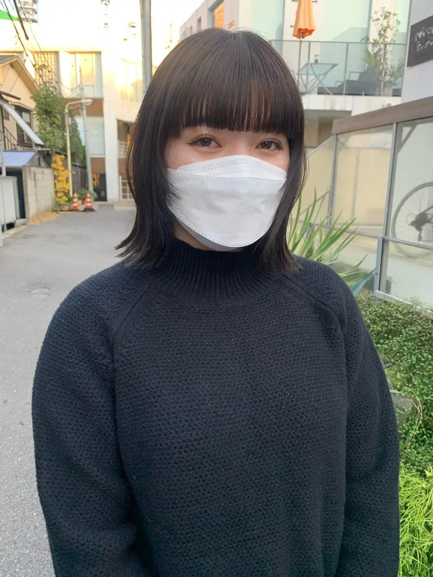 ミディアム カラー ダークグレー ボブ/顔まわりカット 💫大澤奈緒美のヘアスタイル