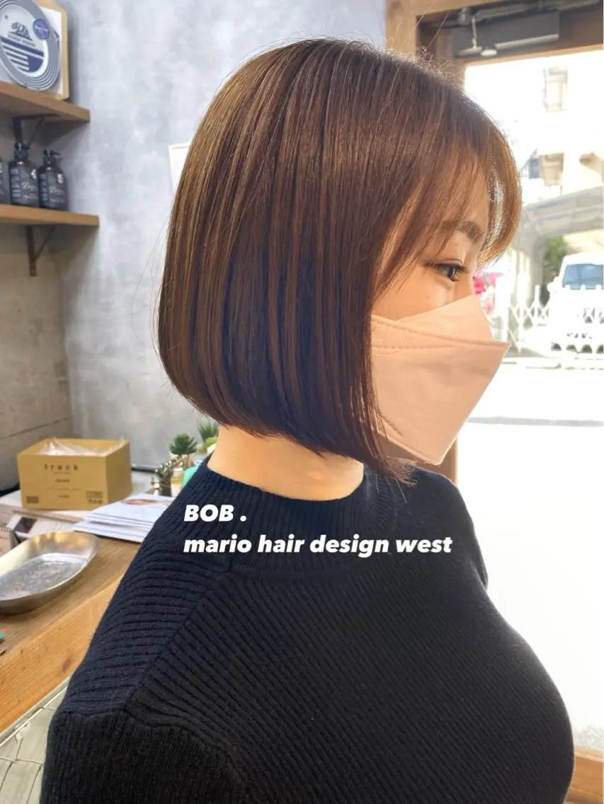 ショート 切りっぱなしボブ 前下がりボブ ワンレンボブ ボブ 学生 竹嶌 健吾のヘアスタイル
