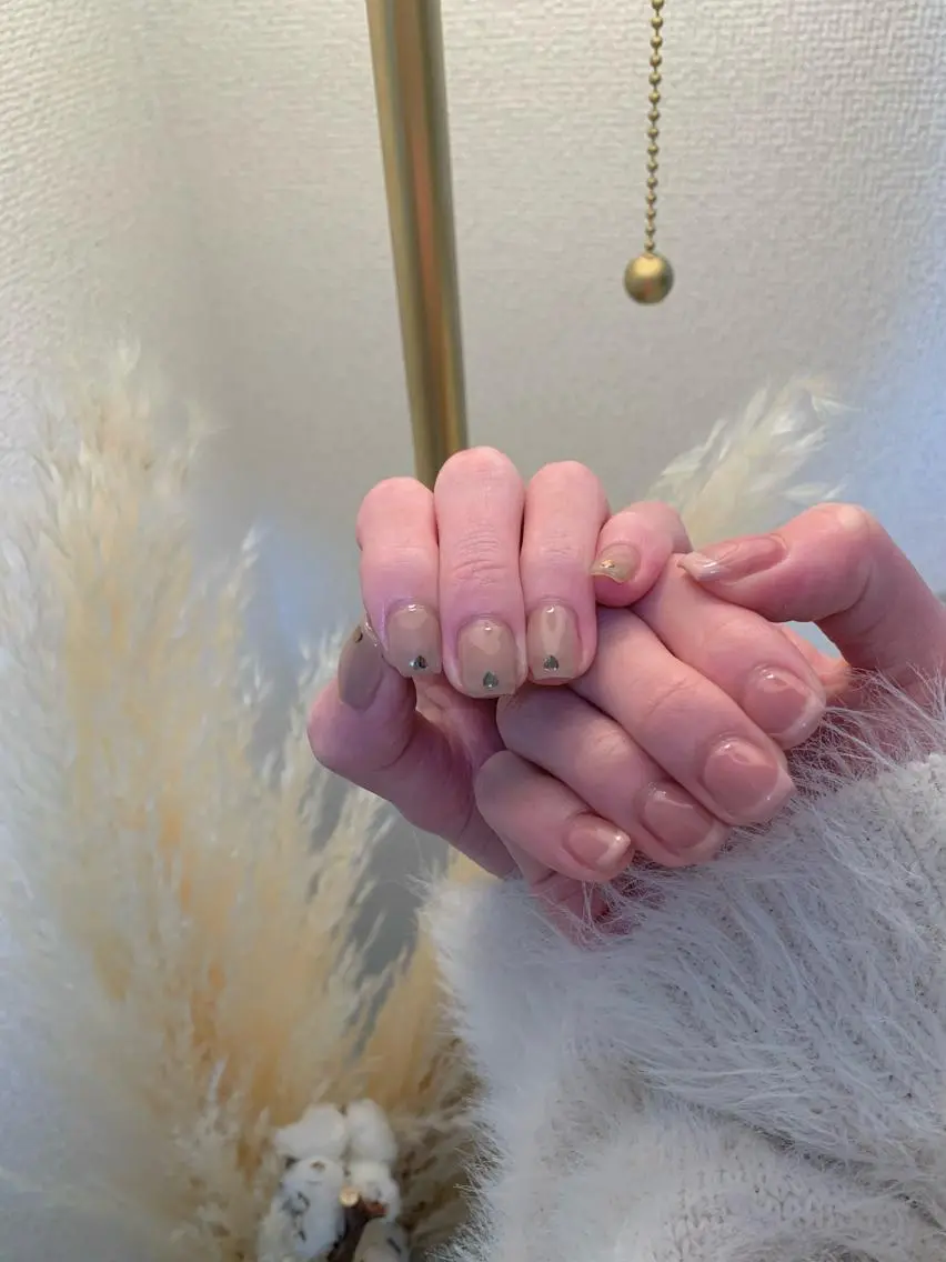 ネイル フレンチネイル ハート ピンク ハンドネイル SAKU nail 作島茜のネイルデザイン