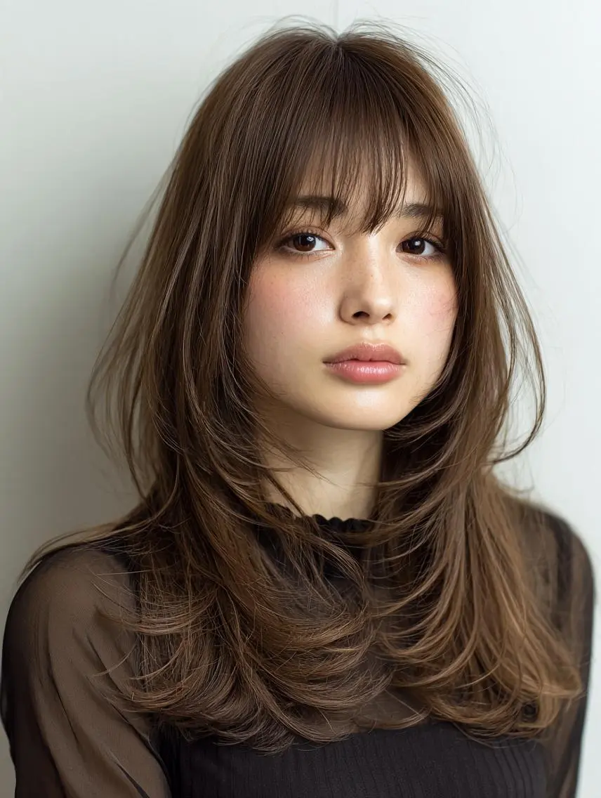 セミロング 🍒暖色×ハイトーン ×デザイン✨まなりのヘアスタイル
