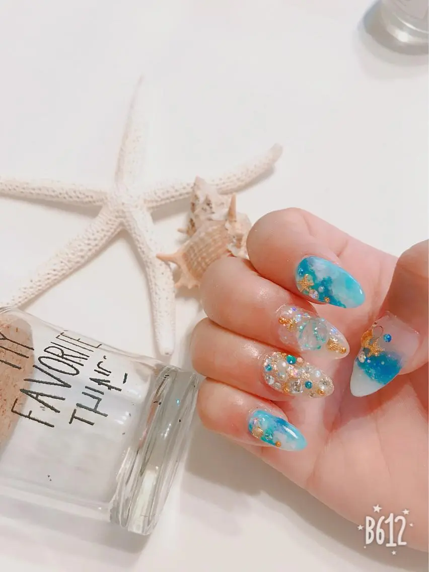 ネイル ブルー ハンドネイル * haruのネイルデザイン