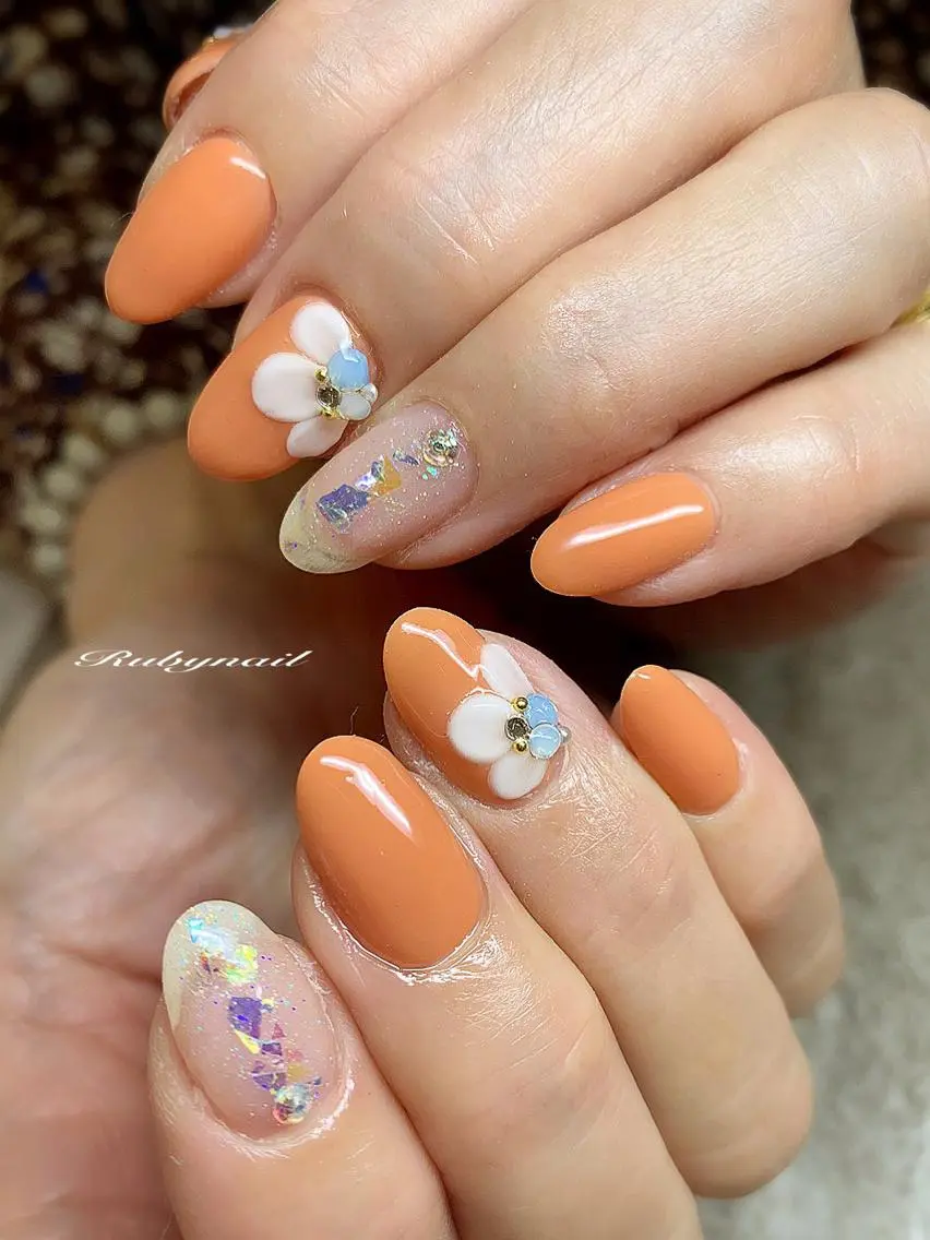 ネイル オレンジ プライベートサロン Rubynailのネイルデザイン