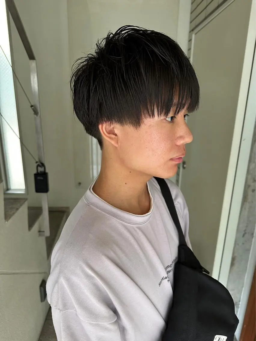 ショート メンズ マッシュ ツーブロック 【縮毛矯正髪質改善】 中山健太のヘアスタイル