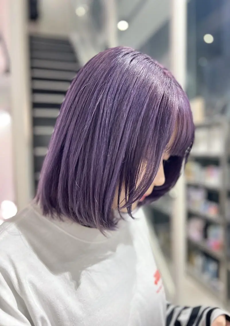 ミディアム カラー ディープラベンダー ラベンダーカラー mao/天神ブリーチ ハイトーンカラーのヘアスタイル
