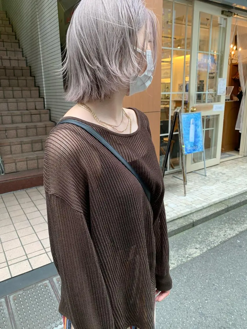 ミディアム カラー ヘアアレンジ ハイトーンカラー カット ヘアカラー トリートメント 🌿ショート🌿 パーマ🌿淳平のヘアスタイル
