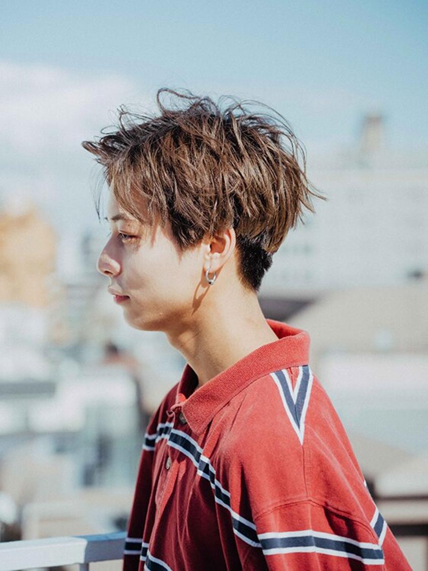 ショート メンズ パーマ アップバング コンマヘア フェードカット マッシュ スキンフェード トップスタイリスト ✨KIRIKA中野✨のヘアスタイル
