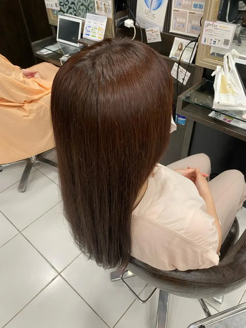 ロング カラー ブラウンカラー レッドカラー レッドブラウン グレージュ達人/赤み 消し/ブリーチ/岩崎のヘアスタイル