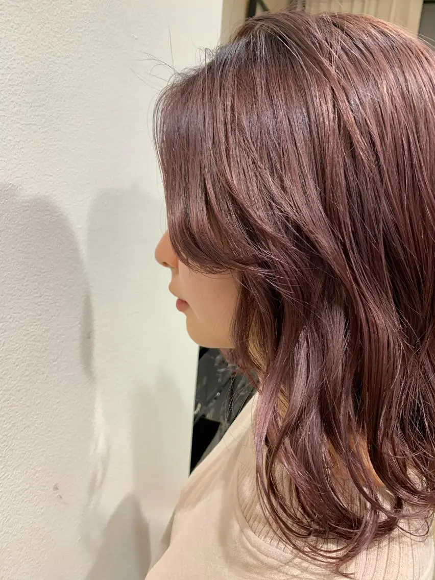 ミディアム カラー ヘアアレンジ ピンクカラー ヘアカラー トリートメント 山崎 澪 レイヤーカット/大宮のヘアスタイル