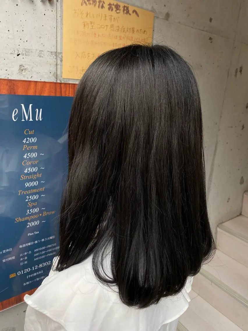 カラー 黒髪 ブルーカラー ブルーブラック おん眉美容師eMu✄ yuka‪🤍のヘアスタイル