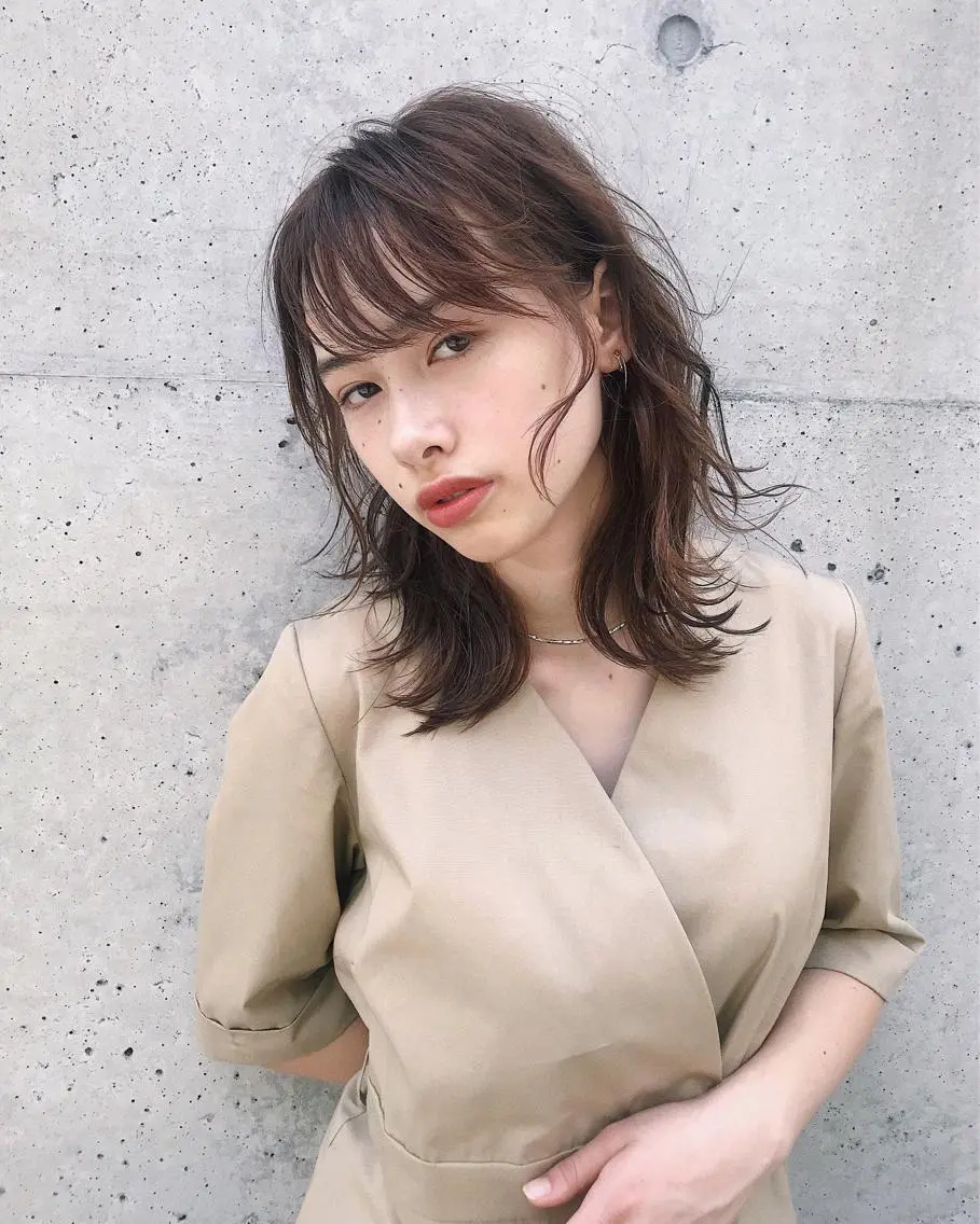 ミディアム カラー パーマ ヘアアレンジ グレージュ カット ヘアカラー トリートメント 松田 亮葉のヘアスタイル
