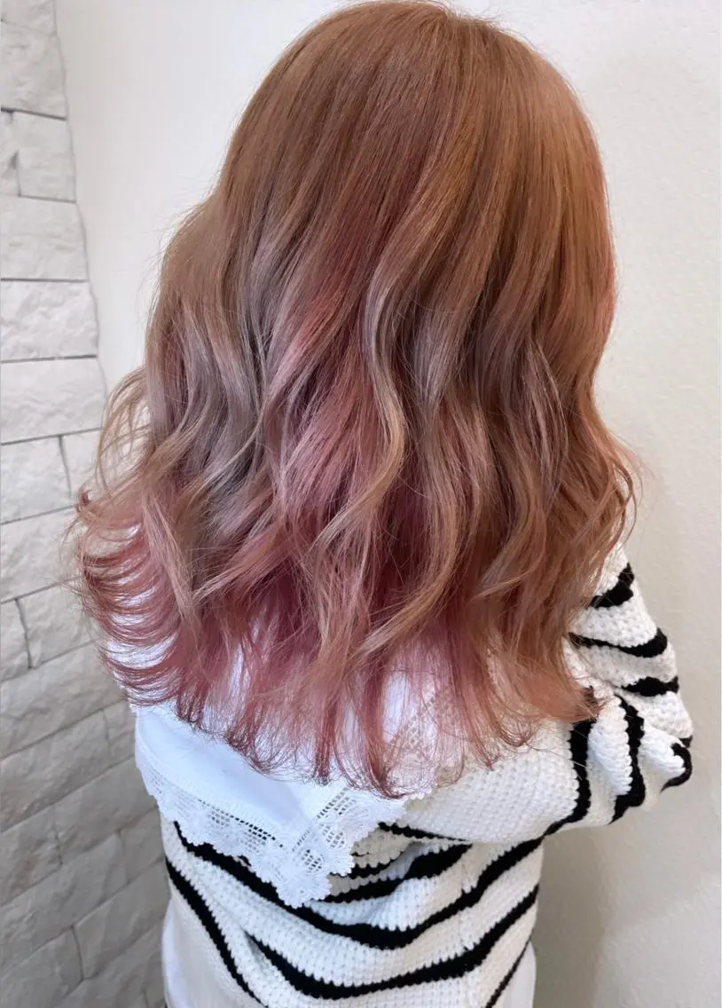 カラー ベージュカラー ピンクカラー ピンクベージュ ヘアカラー Kazu 🌠名古屋 ハイトーン/レイヤーのヘアスタイル