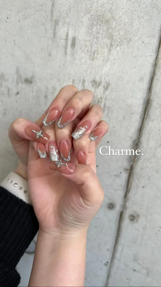 ネイル フレンチネイル ロングネイル 持ち込み Charme. NOBUKOのネイルデザイン