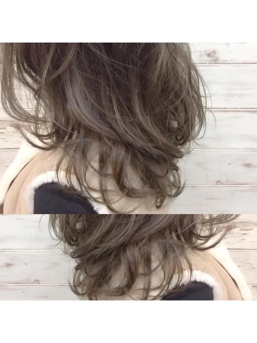 ミディアム カラー パーマ ヘアアレンジ アッシュ 日比 貴大/ minim hairのヘアスタイル