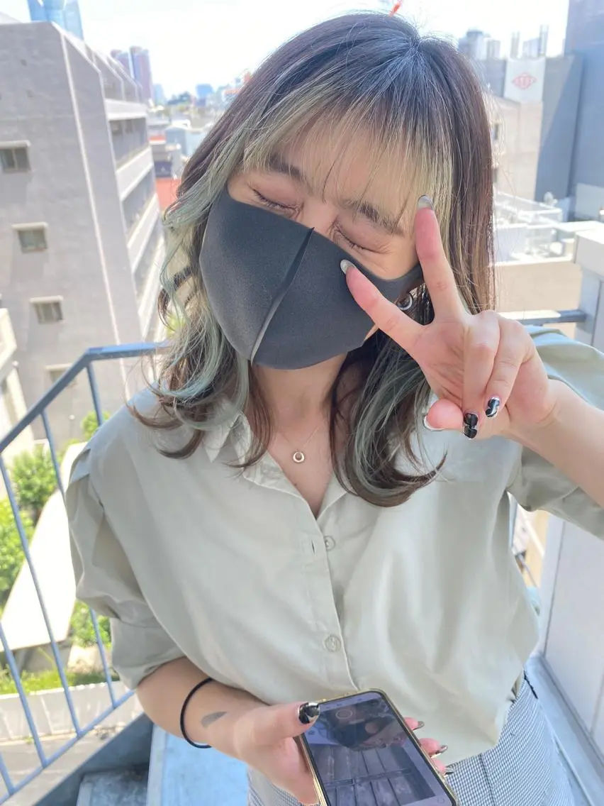 ミディアム ミストバング 韓国風ヘア レイヤーカット シースルーバング GINZARay2 風本朱里🐥のヘアスタイル