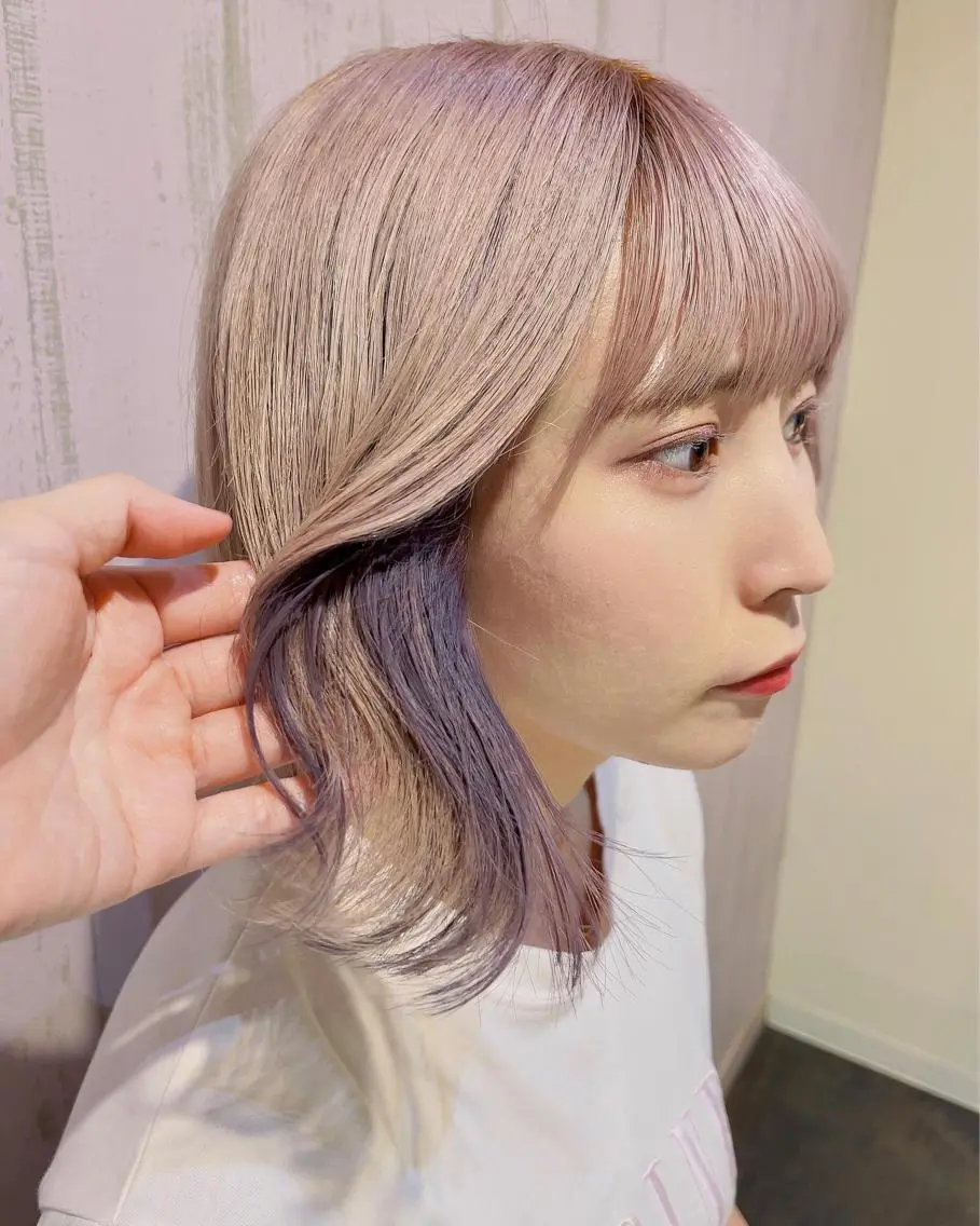 ショート カラー インナーカラー ラベンダーカラー ピンクカラー 髪質改善☆ 縮毛矯正miyuのヘアスタイル