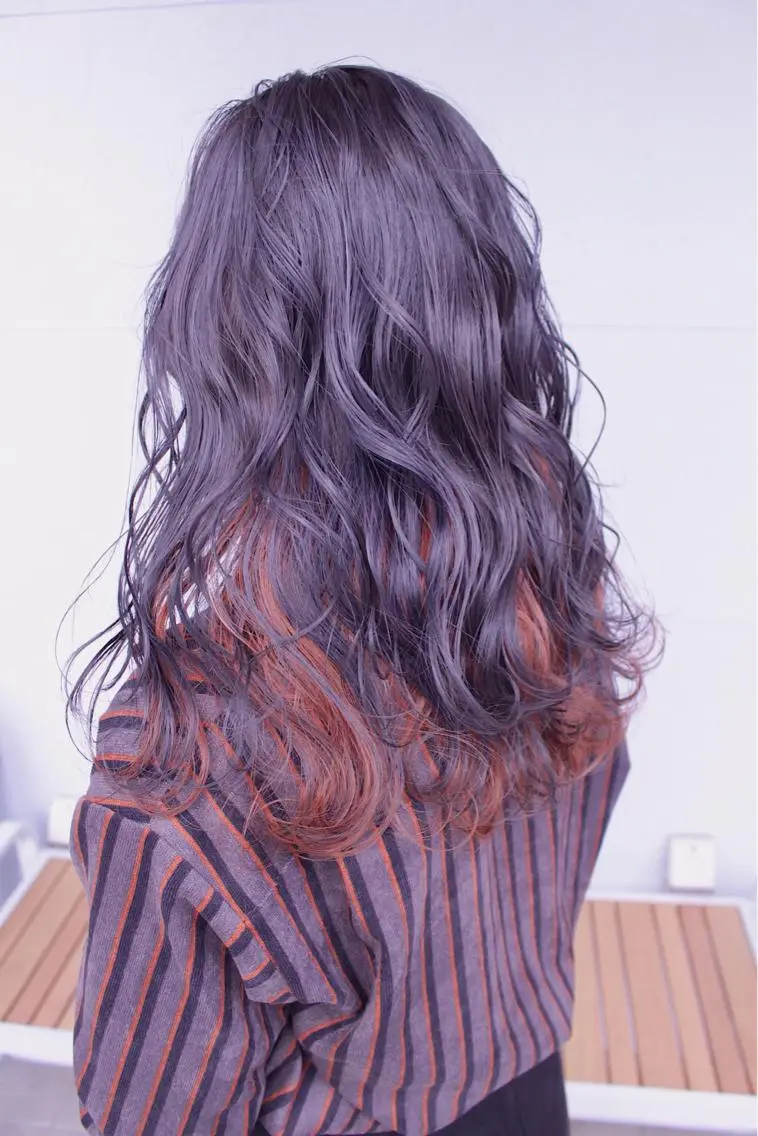 セミロング カラー ヘアアレンジ オレンジ ヘアカラー トリートメント lani ブリーチ /ダブルカラーのヘアスタイル
