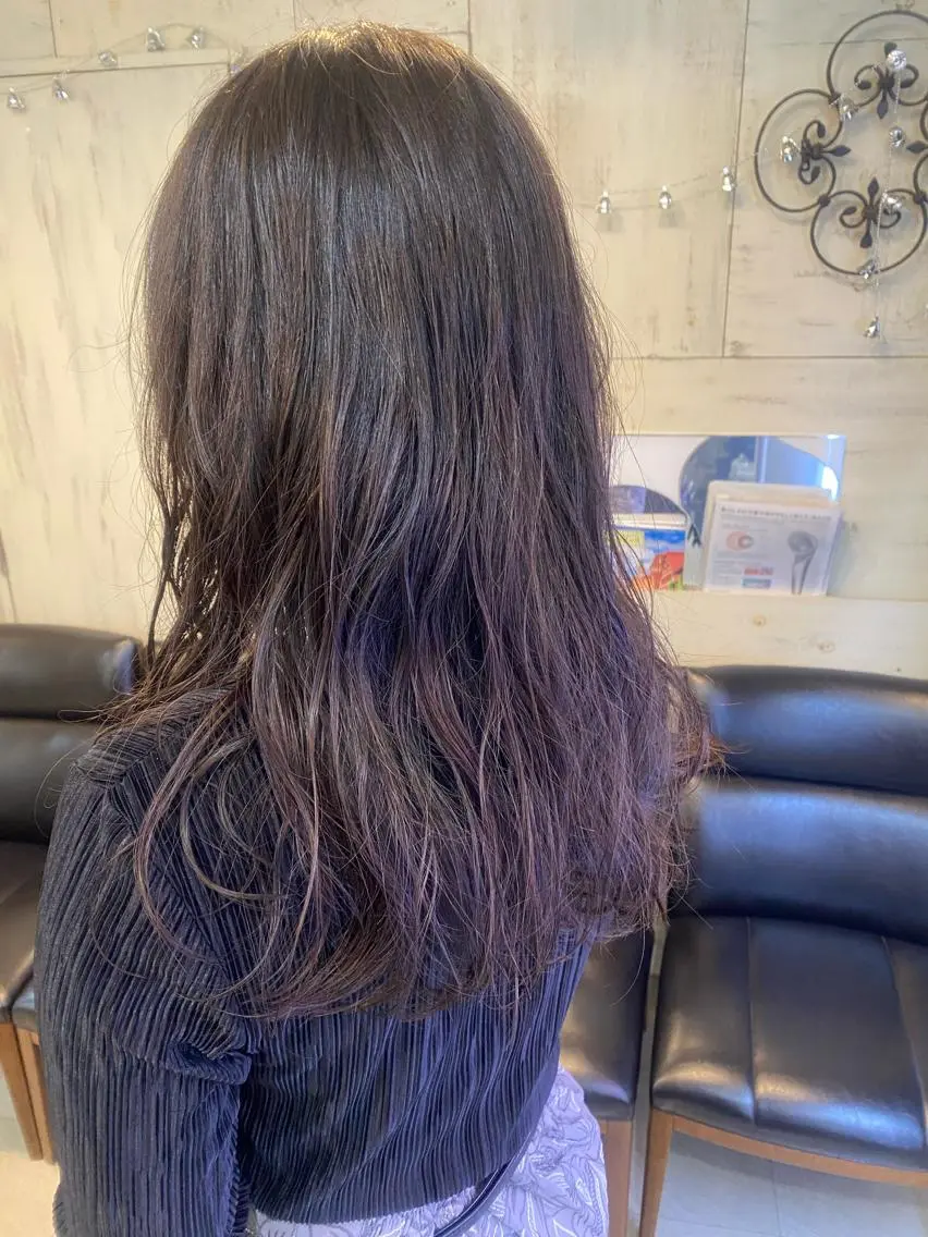 セミロング カラー パーマ ヘアアレンジ セミロングパーマ kame｜レイヤー / 似合わせ顔周りのヘアスタイル