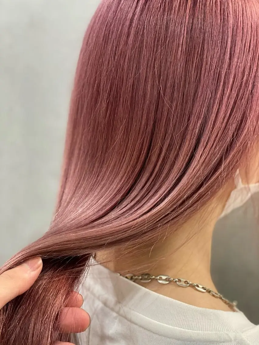 ロング カラー ヘアアレンジ ブロンド ピンクカラー ブリーチダブルカラー 元町三宮/三ノ宮のヘアスタイル