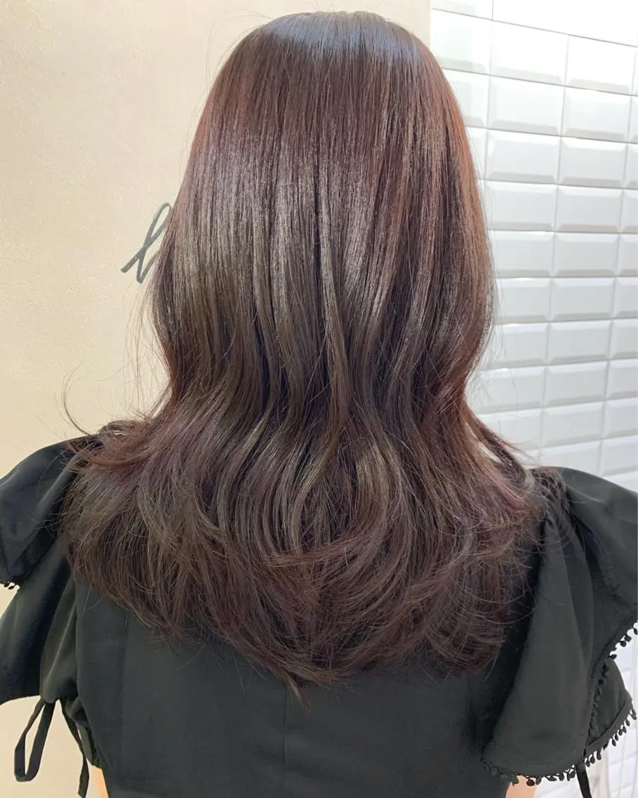 ロング カラー ブリーチ ブラウンカラー ブリーチなしカラー レッドカラー レッドブラウン hubhair レイヤー/透明感のヘアスタイル