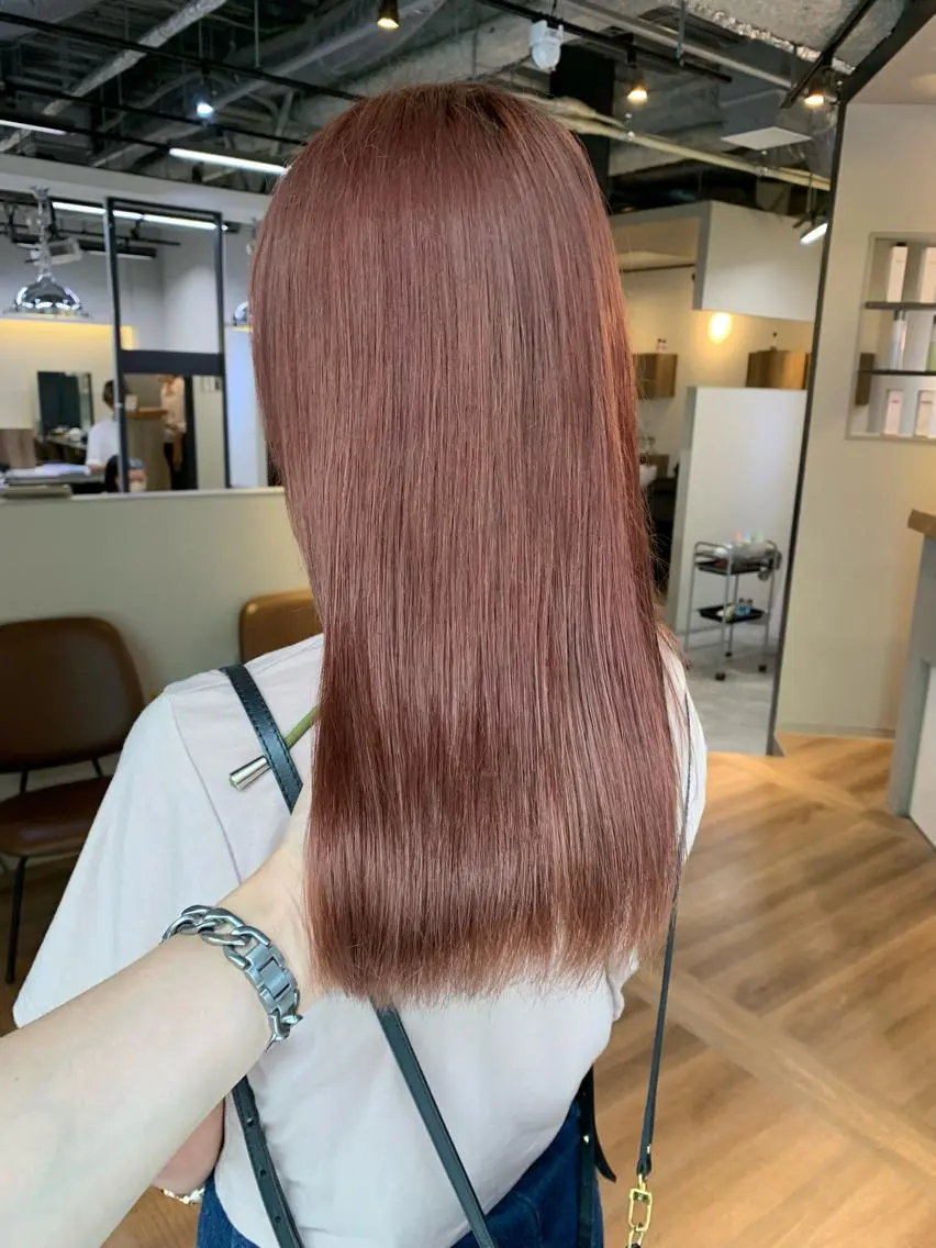ミディアム カラー ベージュカラー ピンクカラー ピンクベージュ ヘアカラー レイヤー/大人メンズ パーマ🌀 平島拓也のヘアスタイル