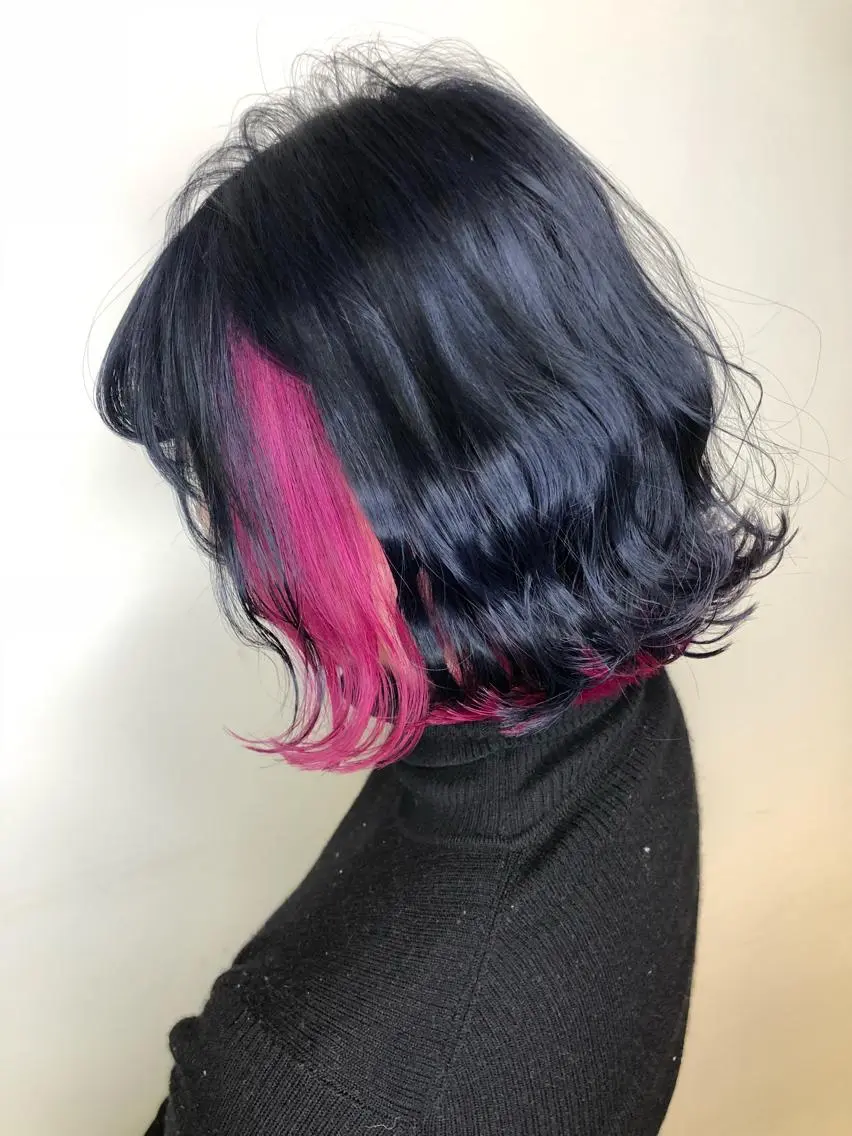 カラー 黒髪 ブリーチ ブルーカラー ブルーブラック ピンクカラー 🔥メンズ特化🔥 永瀬椋のヘアスタイル