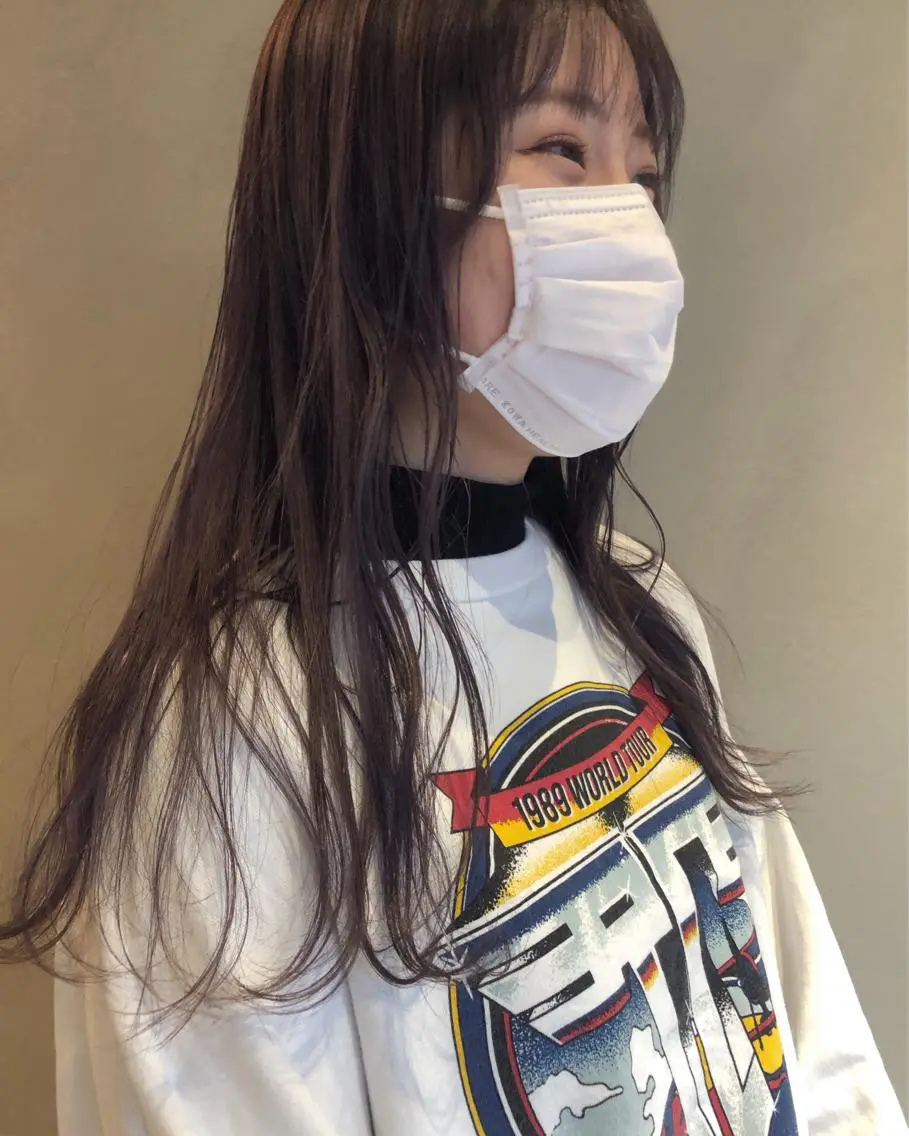ロング カラー グレージュ ラベンダーカラー ラベンダーグレージュ ラベンダーグレー yajima Moemiのヘアスタイル