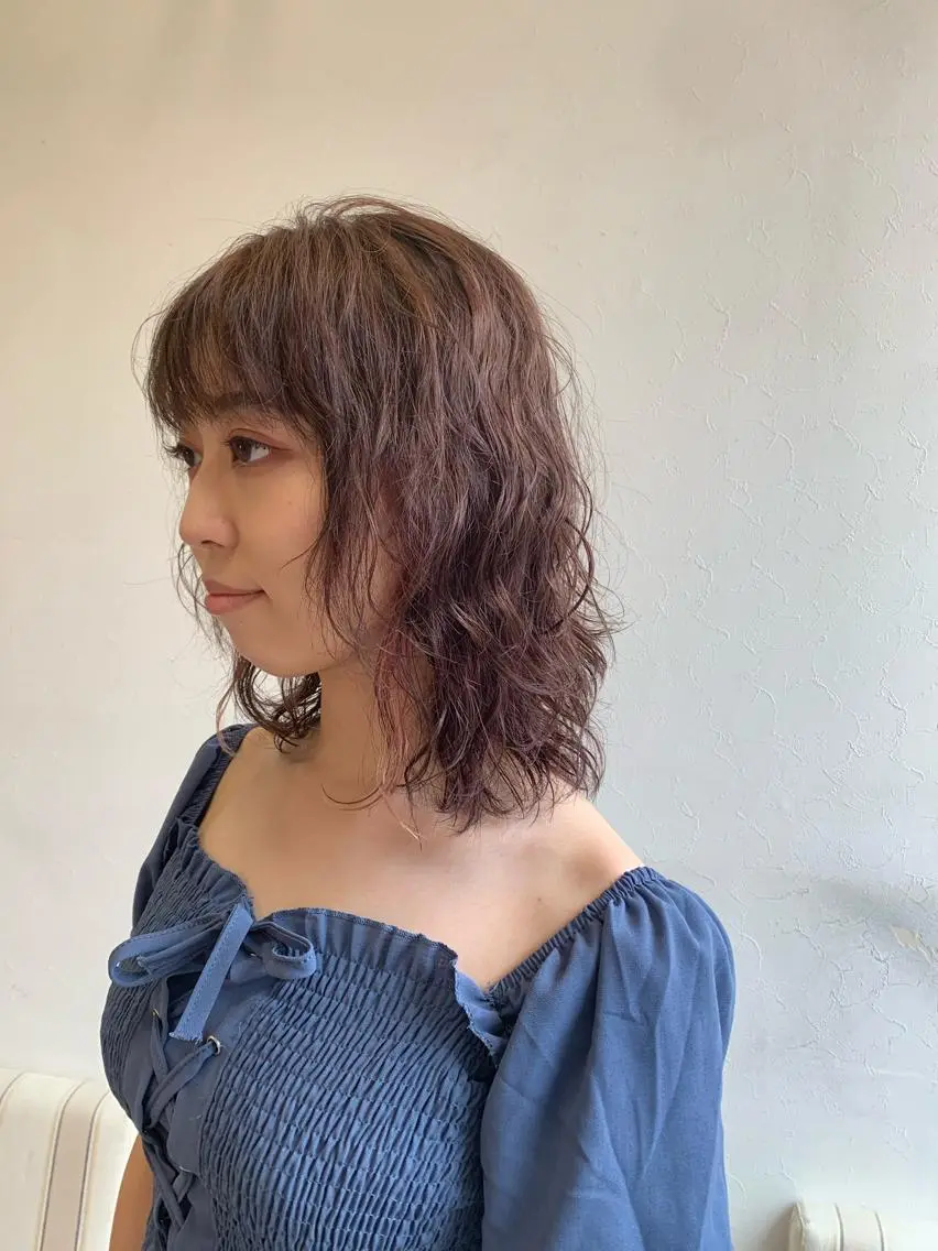 ミディアム ミディアムパーマ くせ毛 髪質改善ストレート/ ブリーチ／渋谷　福田のヘアスタイル