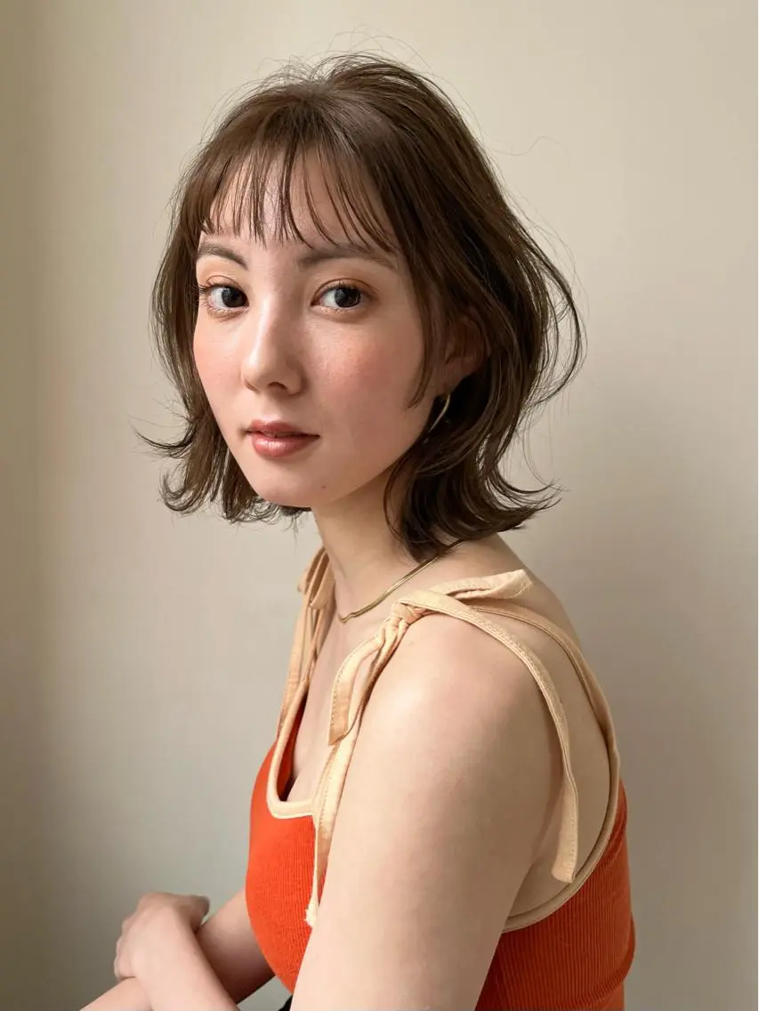 ミディアム カラー ヘアアレンジ カット ヘアカラー トリートメント サソウ ユリエ🥥のヘアスタイル