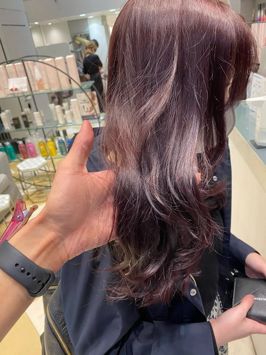 セミロング カラー ピンクカラー カット ヘアカラー トリートメント ヘアセット 💜髪質改善美髪💜 星野清光のヘアスタイル