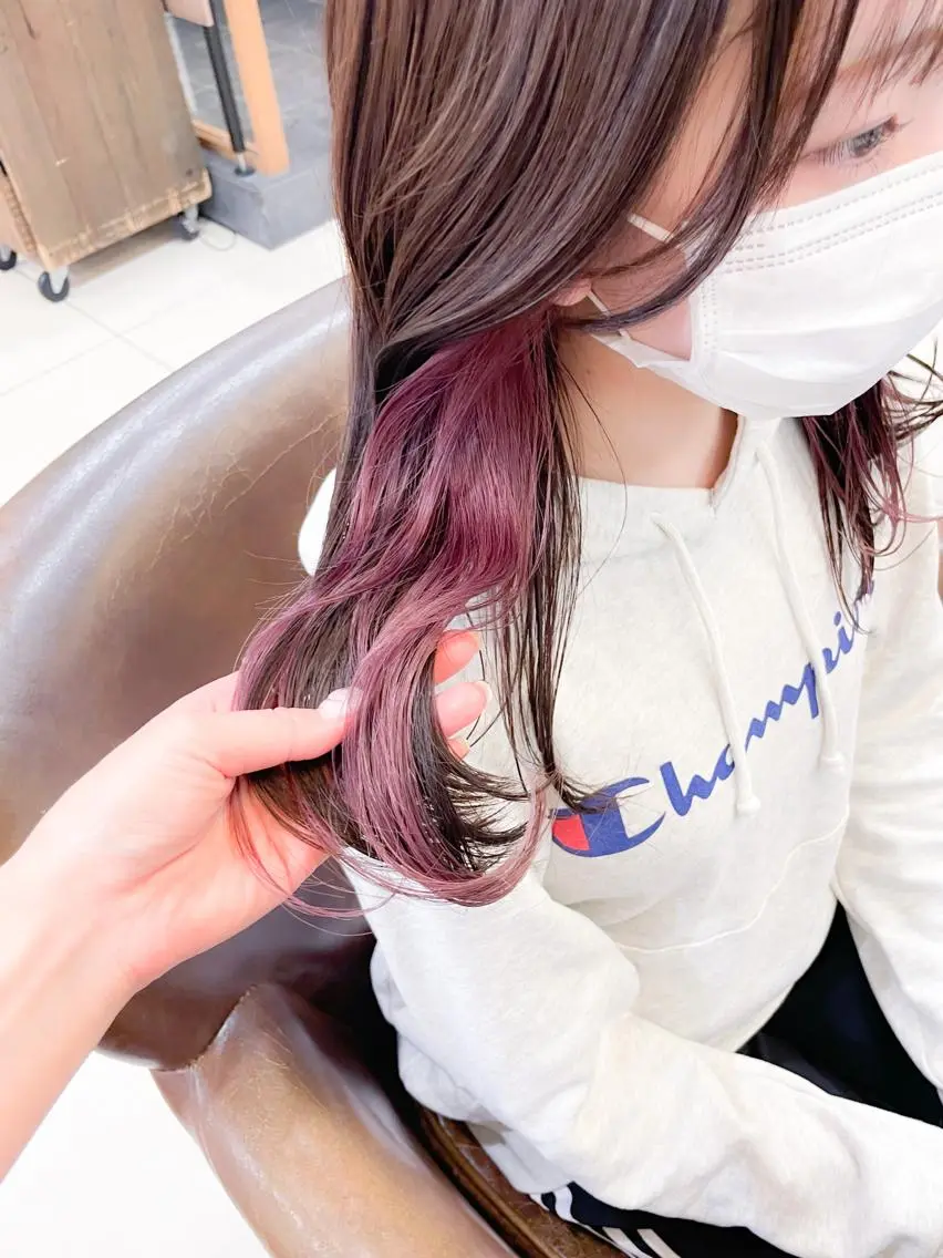 セミロング カラー インナーカラー ラベンダーカラー ラベンダーピンク ピンクカラー カット ヘアカラー トリートメント ✨カラー支持No.1 🧸ワキ カナコ🧸のヘアスタイル