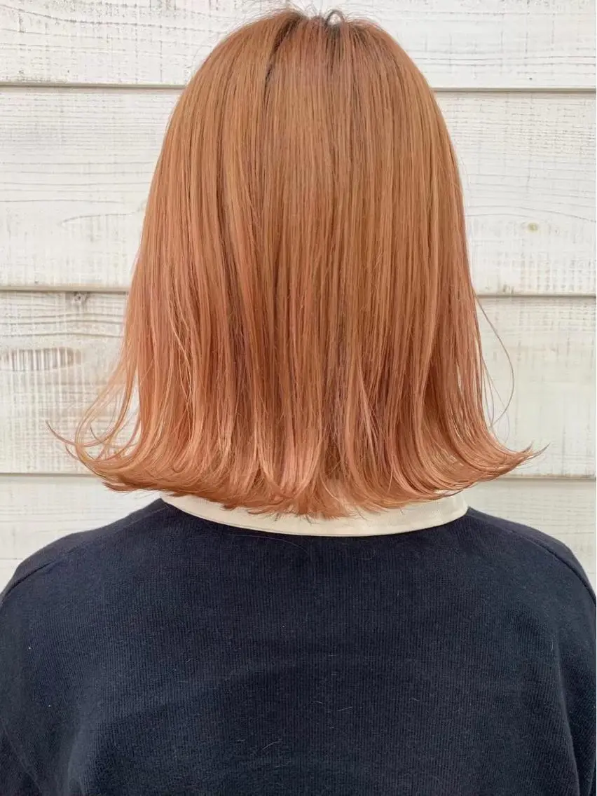 ミディアム カラー オレンジ 🧸艶々韓国ヘア 🧁mizunaのヘアスタイル