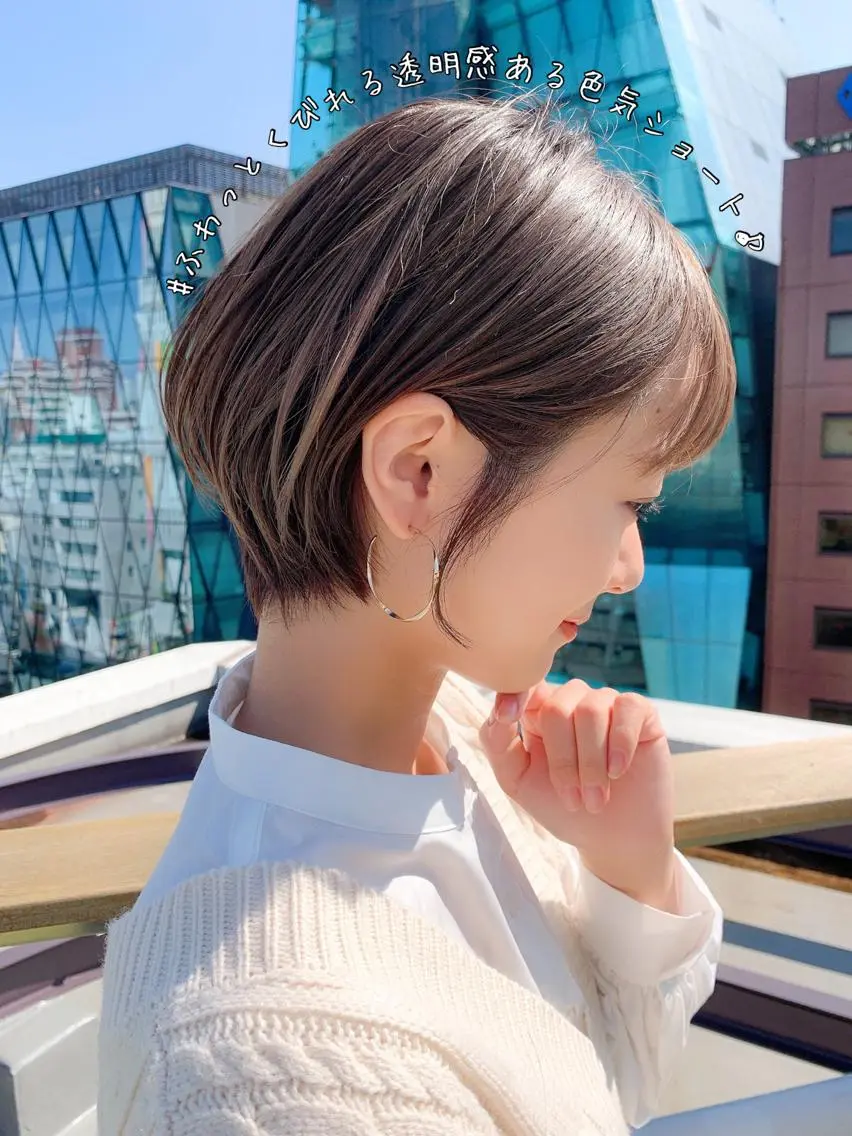 ショート カラー パーマ くびれヘア ショートヘア 大人かわいい💍🤍 ボブ/ショートボブのヘアスタイル