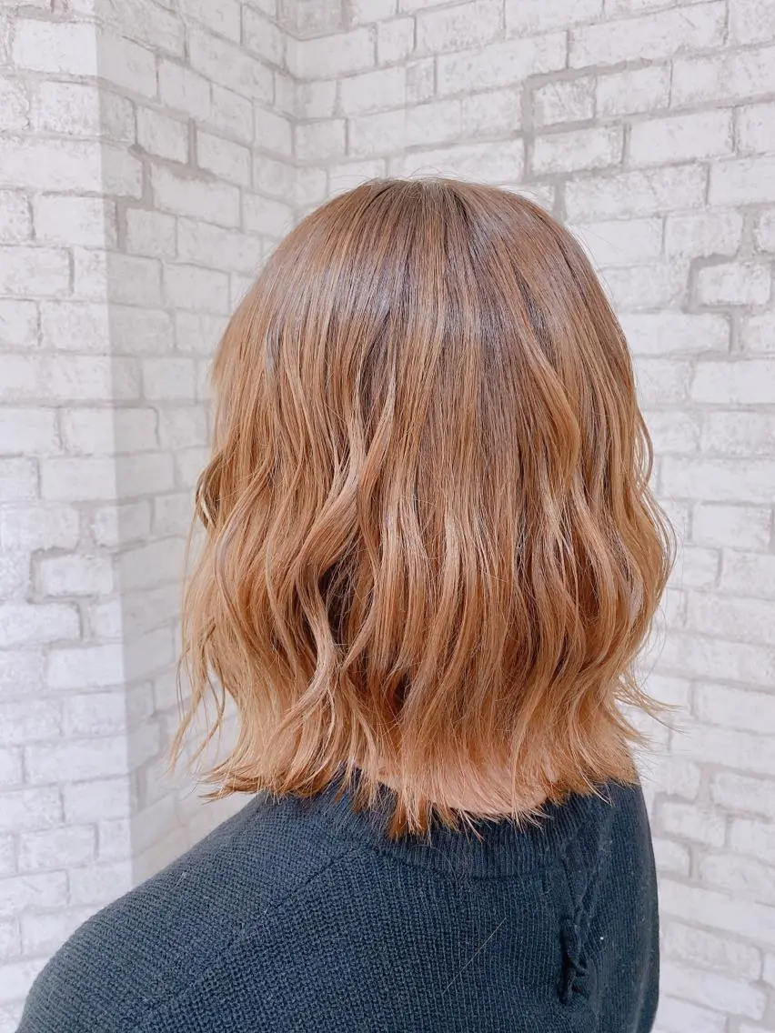 ミディアム カラー ヘアアレンジ ブリーチなし艶カラー 東家のヘアスタイル