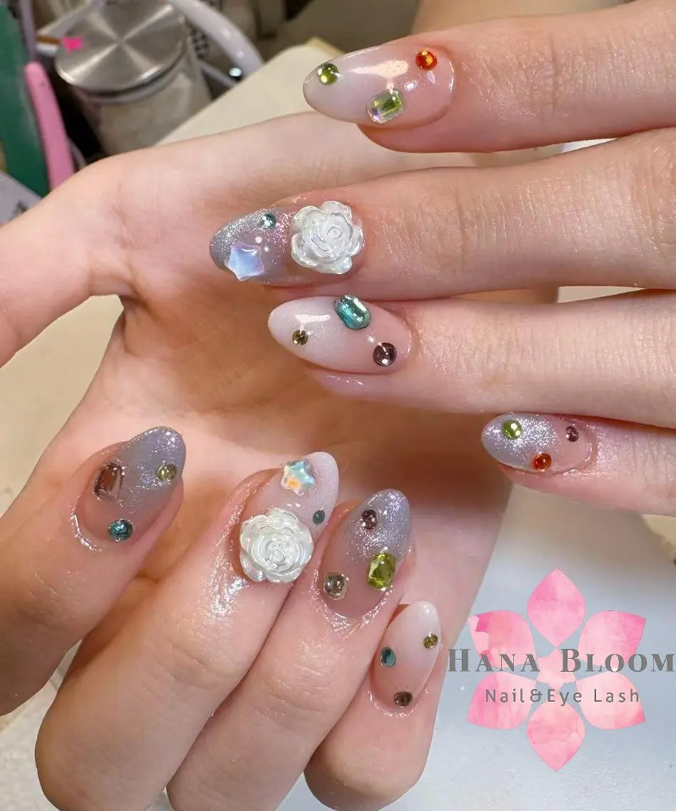 ネイル 長さ出し フットネイル 韓国ネイル マグネットネイル 持ち込み ハンドネイル ハンドケア Hana Bloom Nail 渋谷道玄坂のネイルデザイン