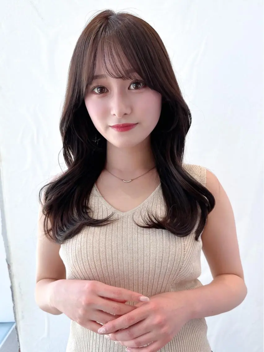 セミロング カラー ベージュカラー ブラウンカラー ブラウンベージュ くびれヘア 顔周りカット 顔周り/くびれヘア 韓国ヘア💕風間るなのヘアスタイル