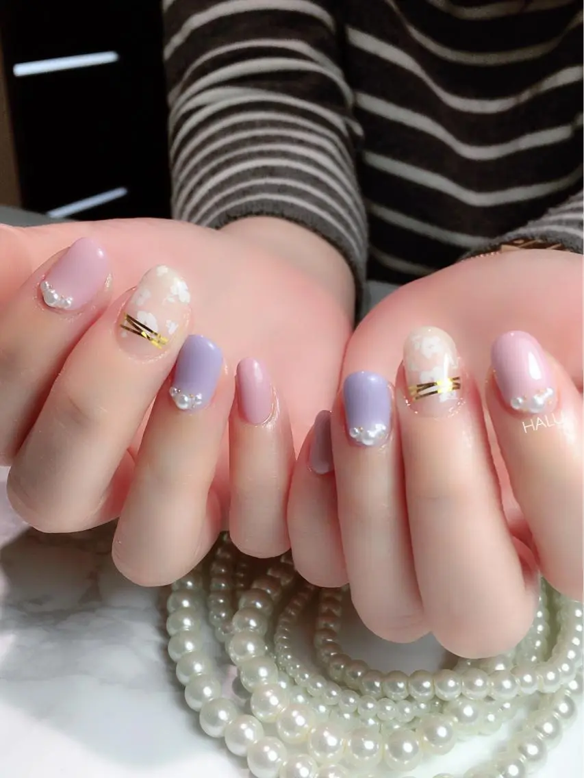 ネイル フラワーネイル パステルネイル 春ネイル HALU ハルのネイルデザイン