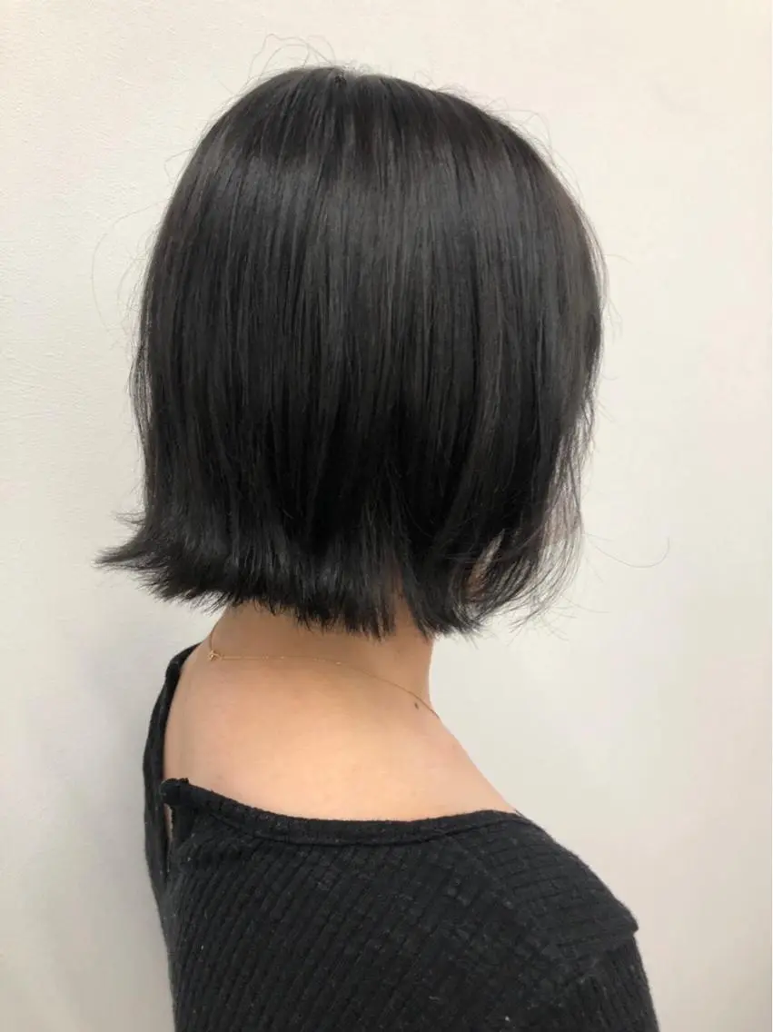 ショート カラー ヘアアレンジ 黒髪 ブリーチ ブルーカラー ブルーブラック ブリーチなしカラー 透明感/艶髪/💖 トレンドスタイル💖のヘアスタイル