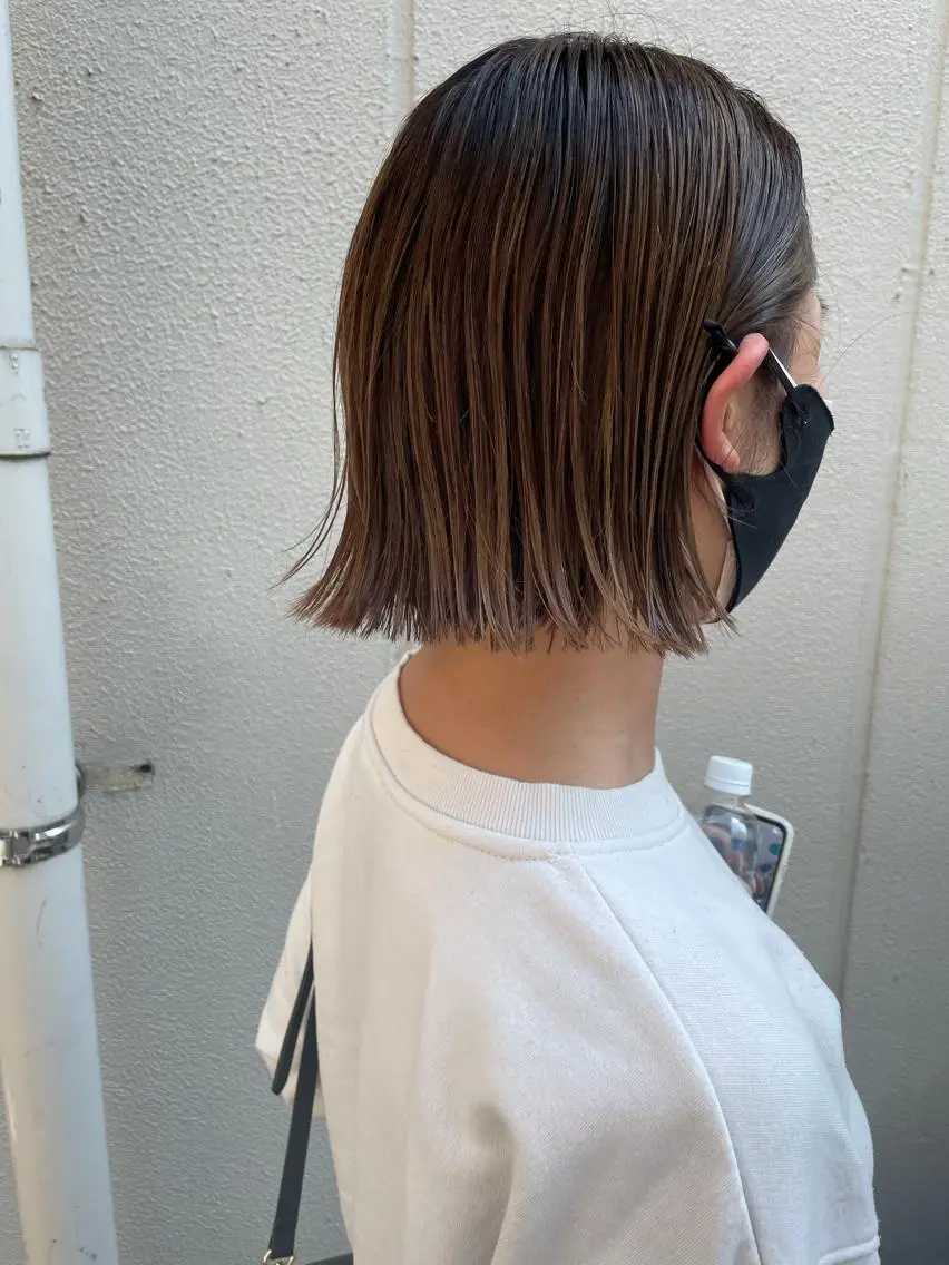 ミディアム ハイライト カット ヘアカラー トリートメント ayane⭐️ボブ・ ショート・パーマのヘアスタイル