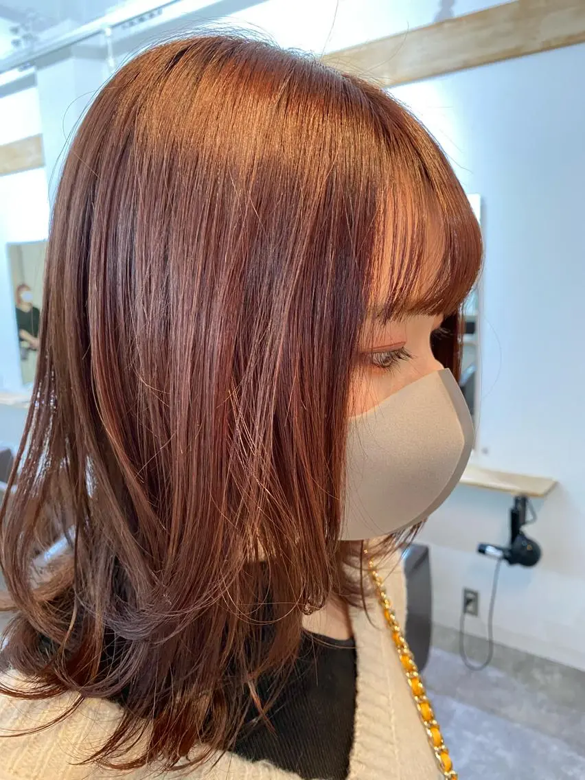 セミロング デザインカット カット ヘアカラー 森貴裕/ニュアンス パーマ/オリーブのヘアスタイル