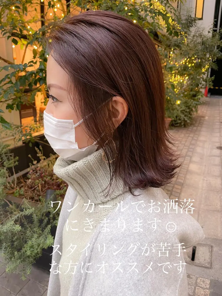 ミディアム 切りっぱなしボブ ボブ 外ハネヘア LOMA🇰🇷 銀座クボタのヘアスタイル