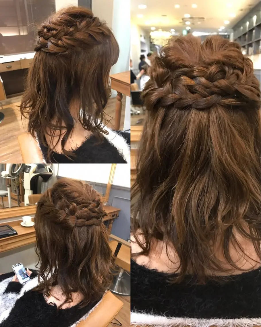 ミディアム ヘアアレンジ トリートメント ひろせ かなのヘアスタイル