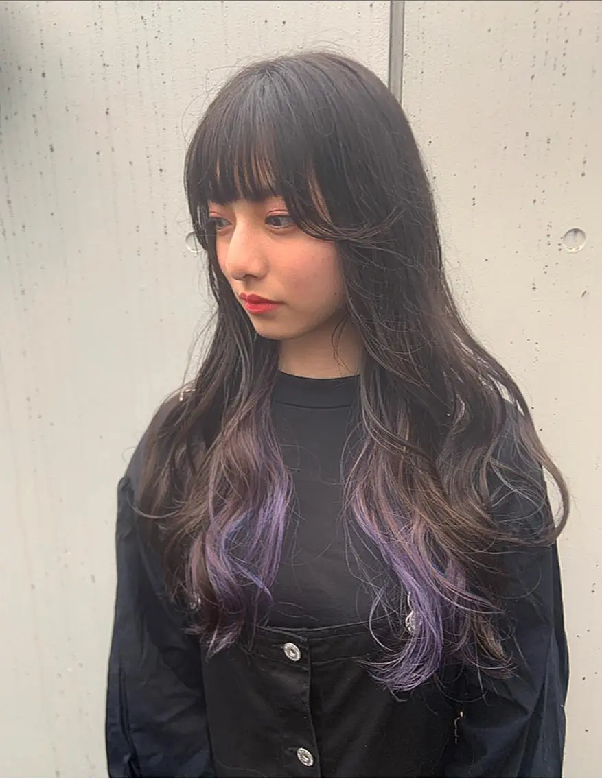 ロング カラー ユニコーンカラー カット ヘアカラー 韓国✖️網紅🖤 パーマYURIYAのヘアスタイル