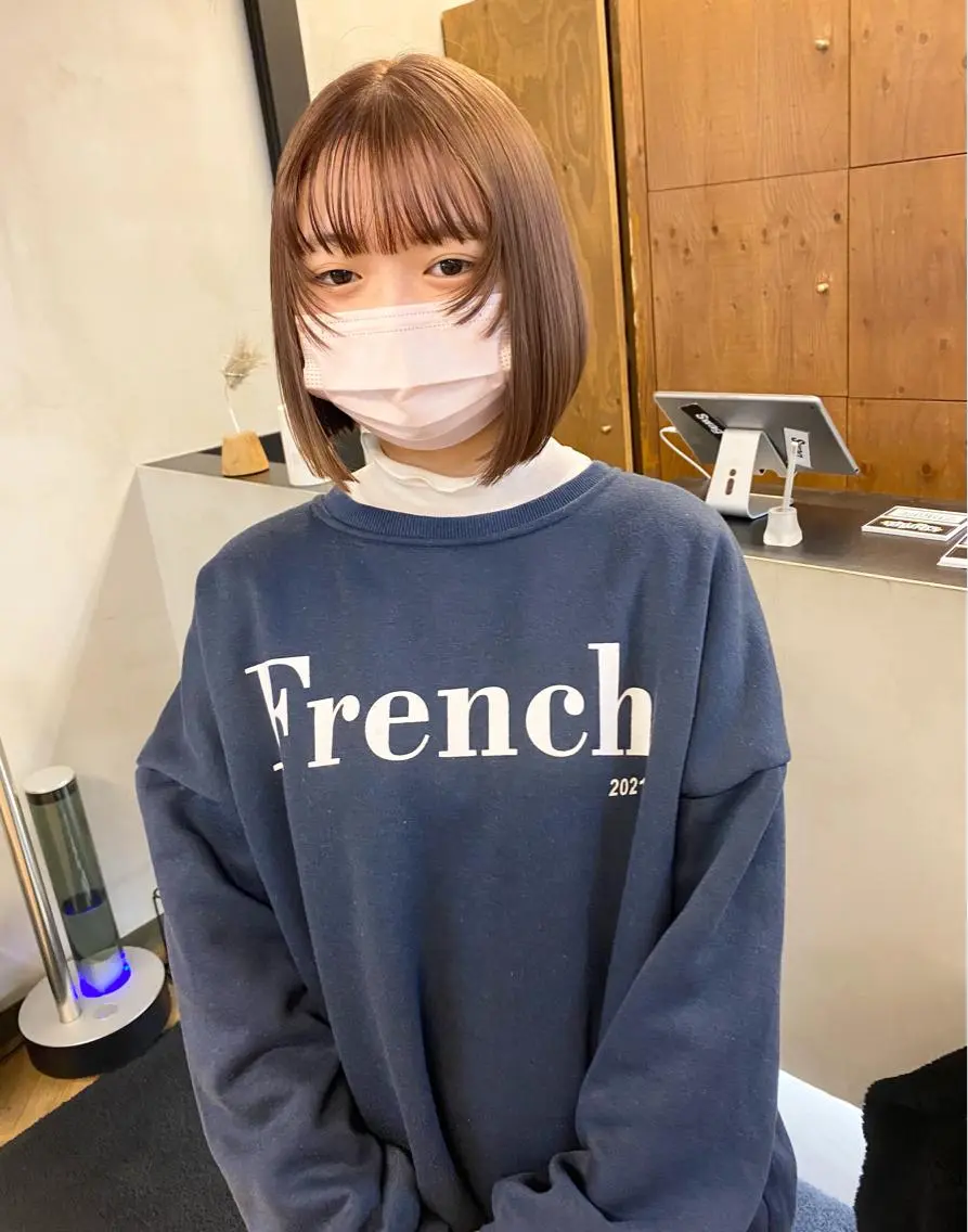 ショート カラー パーマ ヘアアレンジ デザインカラー/ボブ ブリーチカラー/ユリのヘアスタイル