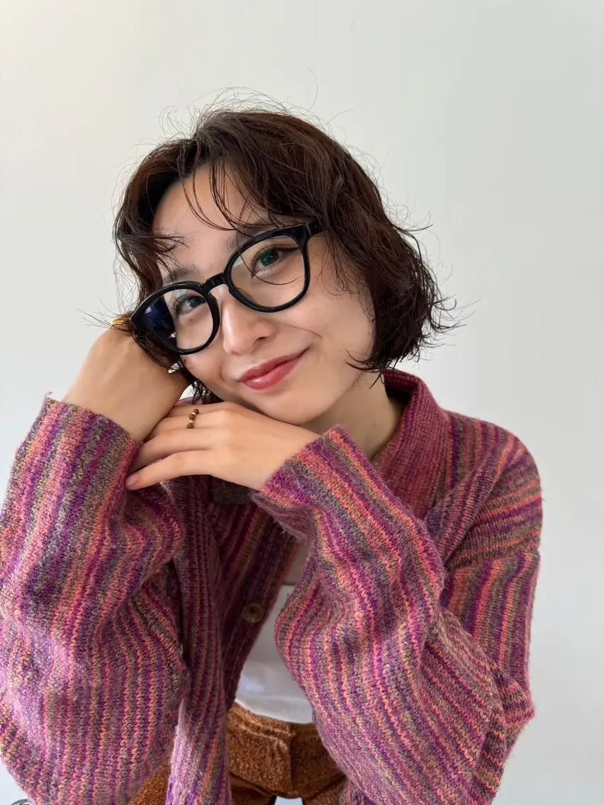 ミディアム カラー パーマ ミディアムパーマ アッシュ バレイヤージュ ベージュカラー ブリーチ カット ヘアカラー CEINE loqのヘアスタイル