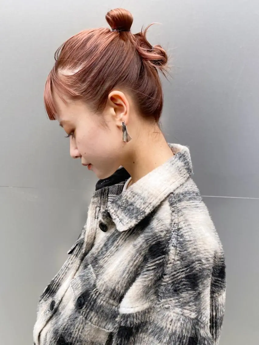 セミロング カラー パーマ ヘアアレンジ お団子ヘア ITbyALBUM 浦和店のヘアスタイル