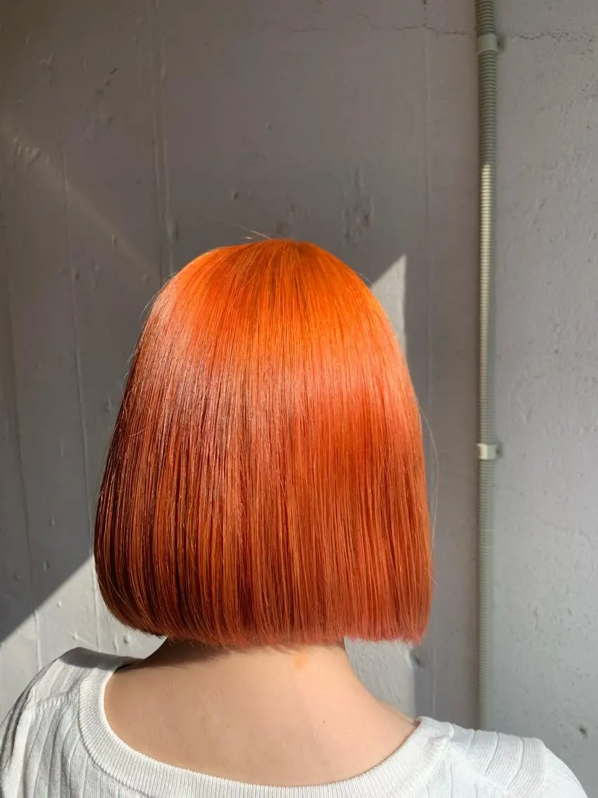 ミディアム カラー オレンジ ボブ ヘアカラー トリートメント 💛丁寧さNo.🥇 🧸片山智裕💛のヘアスタイル