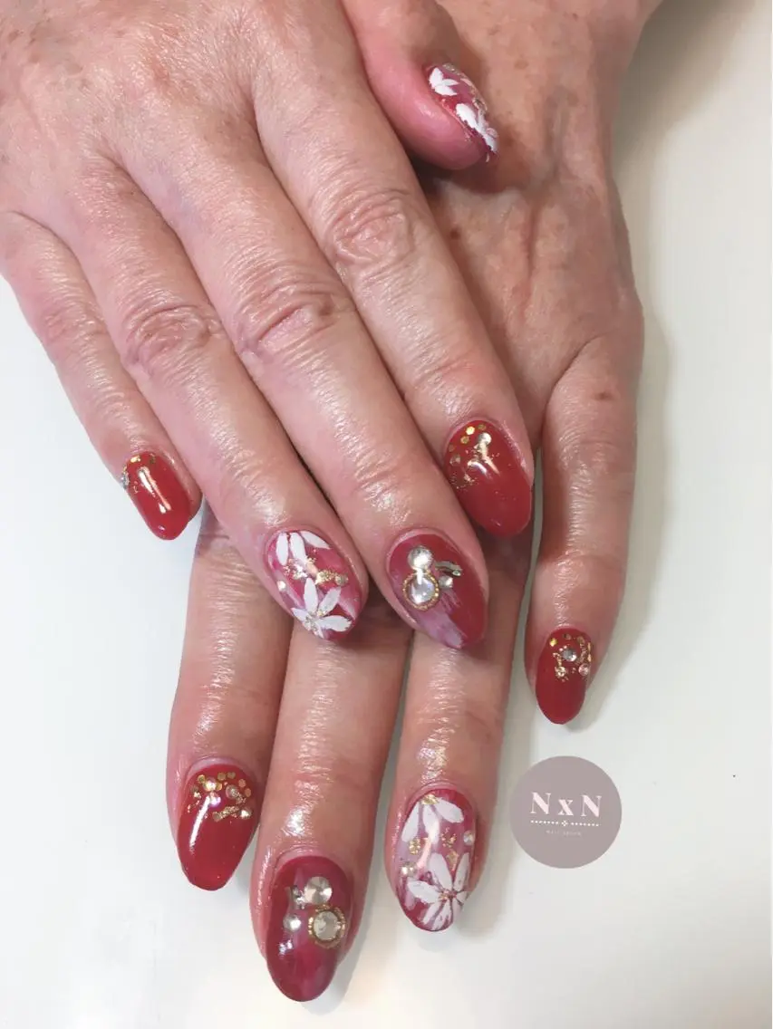 ネイル フラワーネイル ジェルネイル ぷっくりネイル nail salon N×Nのネイルデザイン