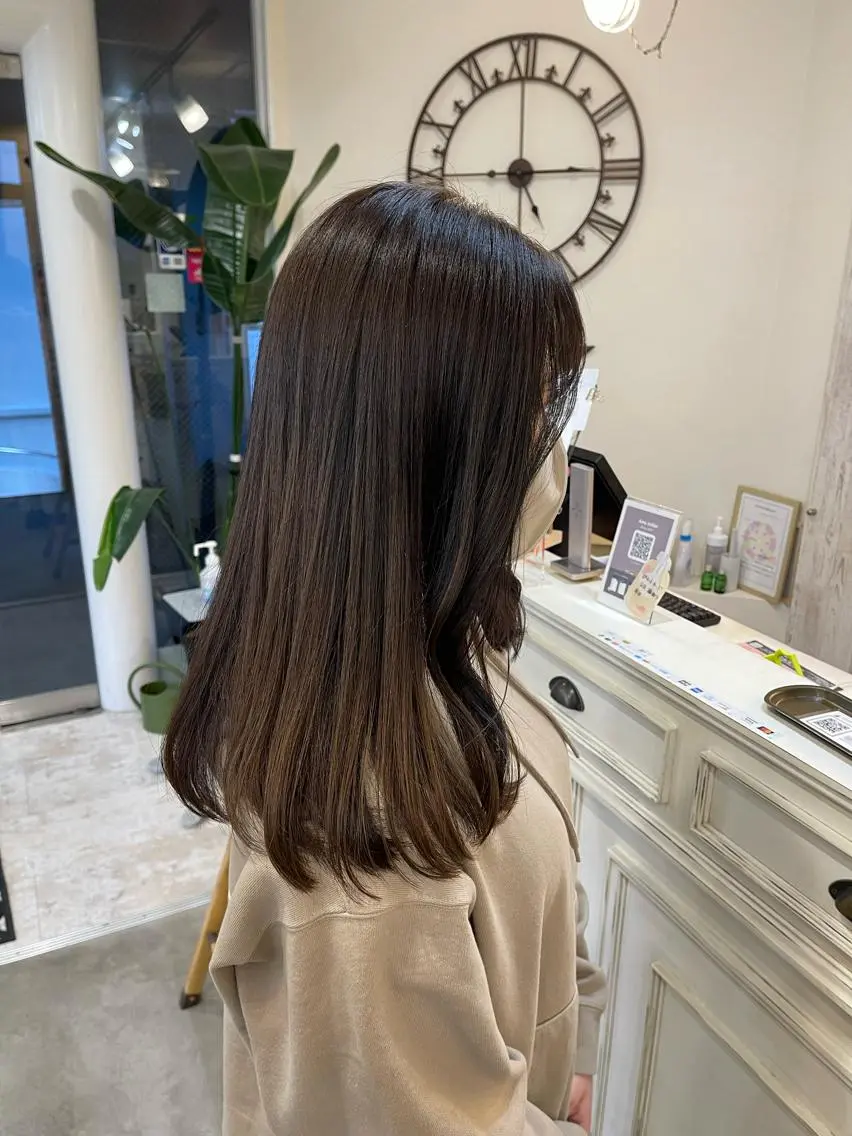 ミディアム カラー ブラウンカラー 透明感カラー 中堀 遥のヘアスタイル
