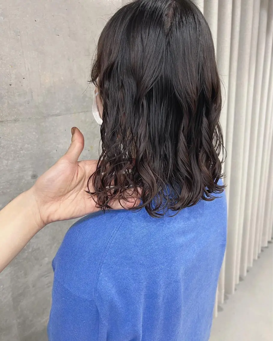 ミディアム パーマ カット パーマ トリートメント ボブパーマコテ巻き風 パーマNo1深江秀平のヘアスタイル